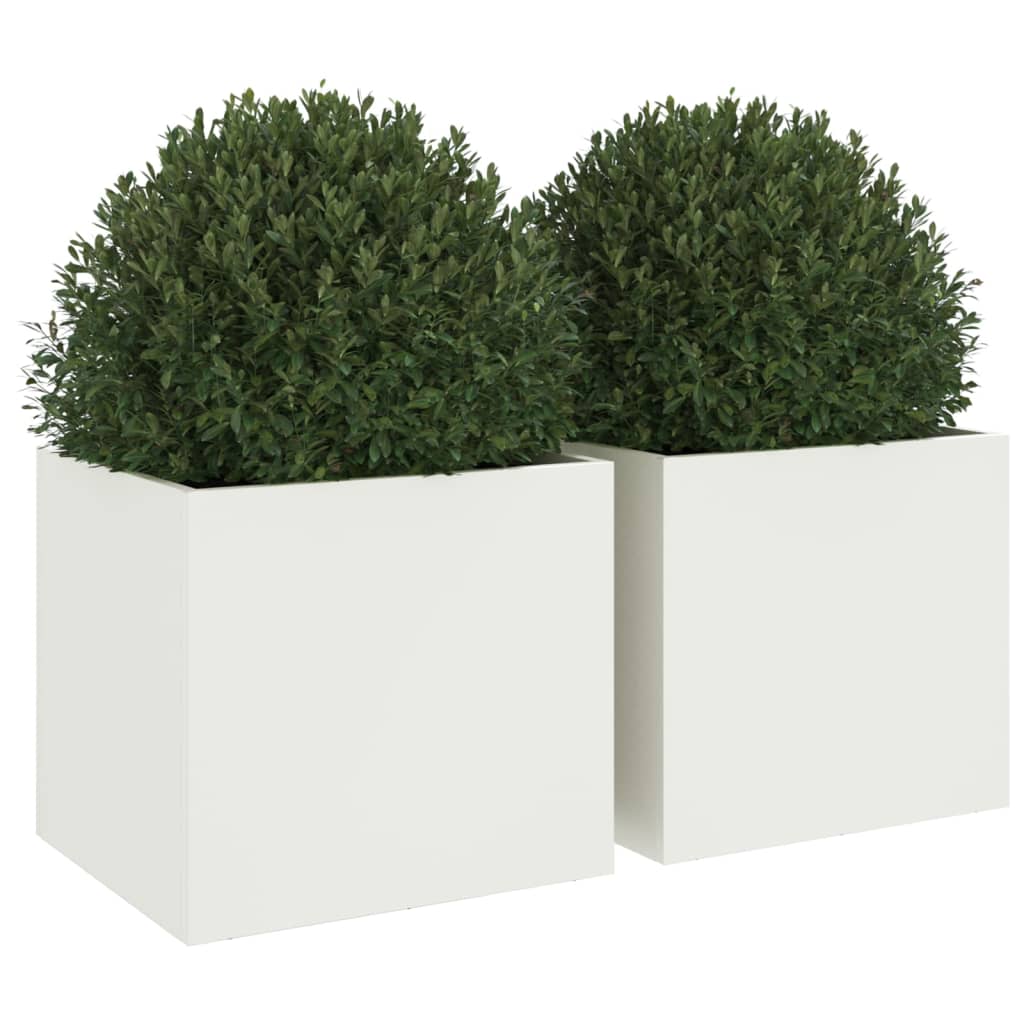 Jardiniere, 2 buc., alb, 32x30x29 cm, otel laminat la rece — imaginea 4
