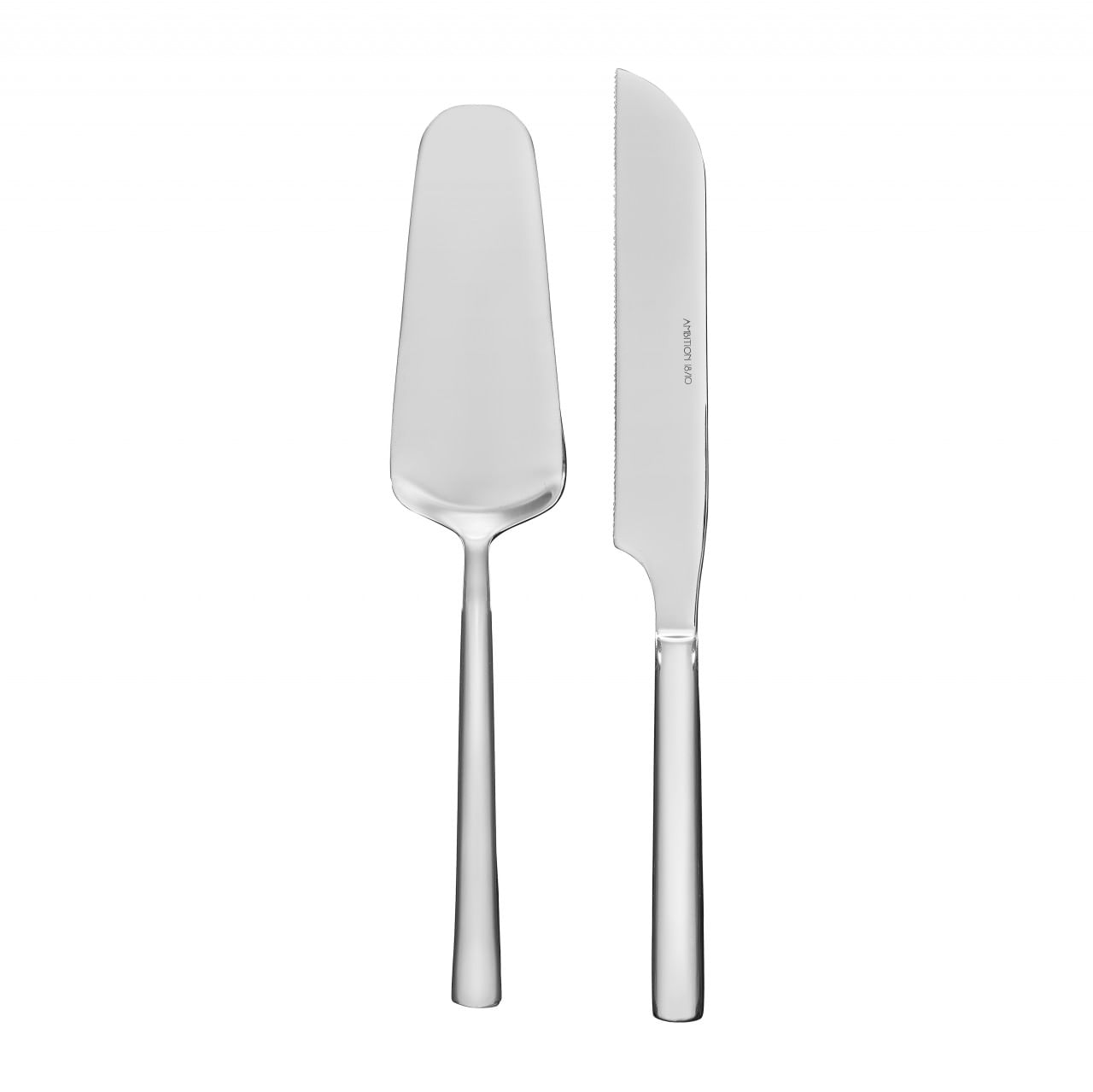 Set tacamuri inox servire desert, 2 piese, cutit si spatula inox, AMBITION Prato