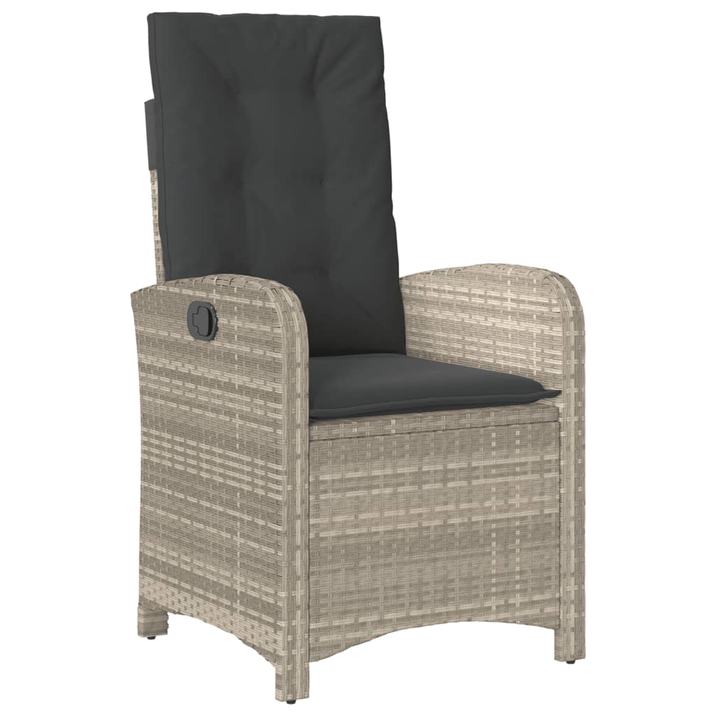 Set mobilier de gradina cu perne, 5 piese gri deschis poliratan — imaginea 4