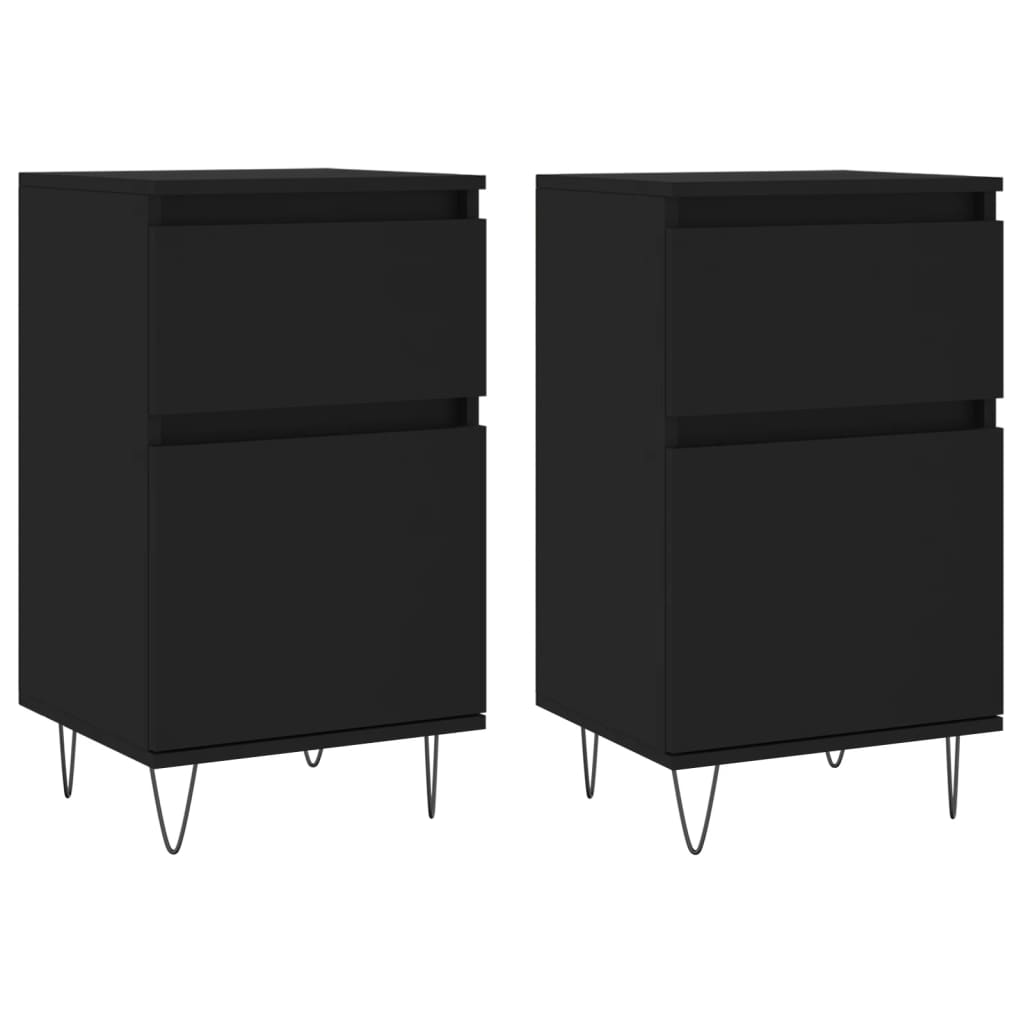 Servante, 2 buc., negru, 40x35x70 cm, lemn prelucrat — imaginea 13