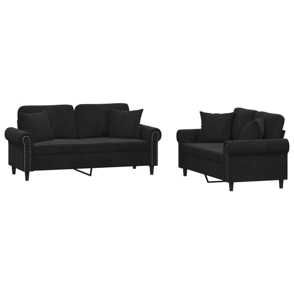Set canapea cu perne, 2 piese, roz, catifea — imaginea 9