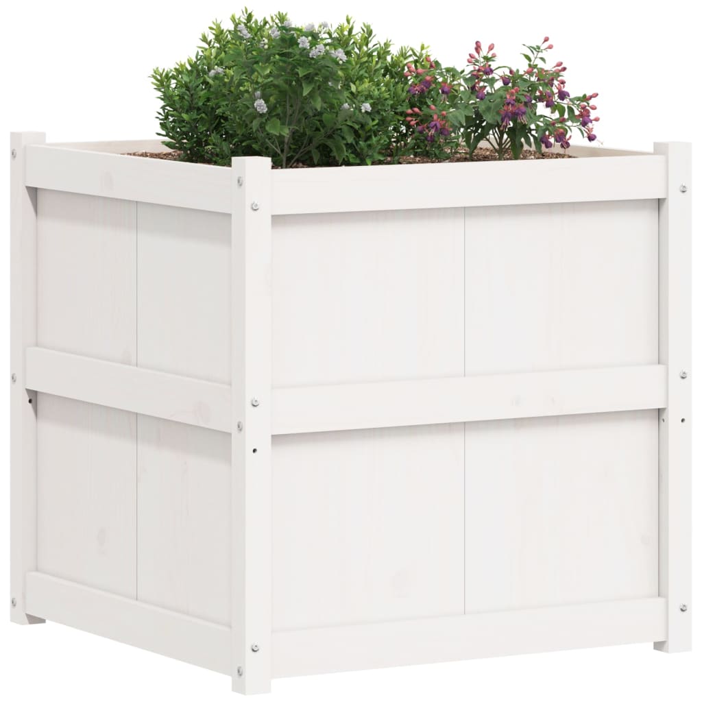 Jardiniera de gradina, alb, 70x70x70 cm, lemn masiv de pin — imaginea 15