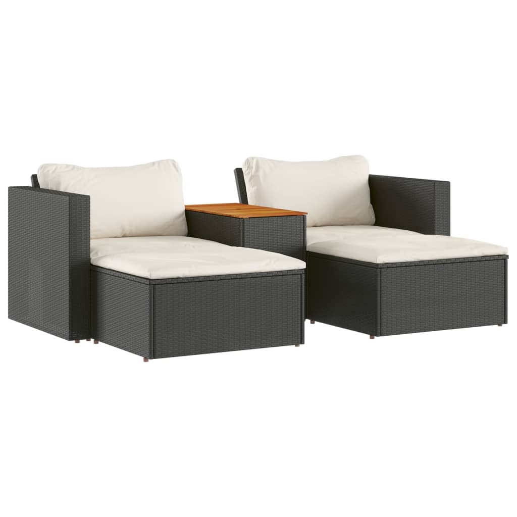 Set mobilier de gradina cu perne, 5 piese,poliratan/lemn acacia