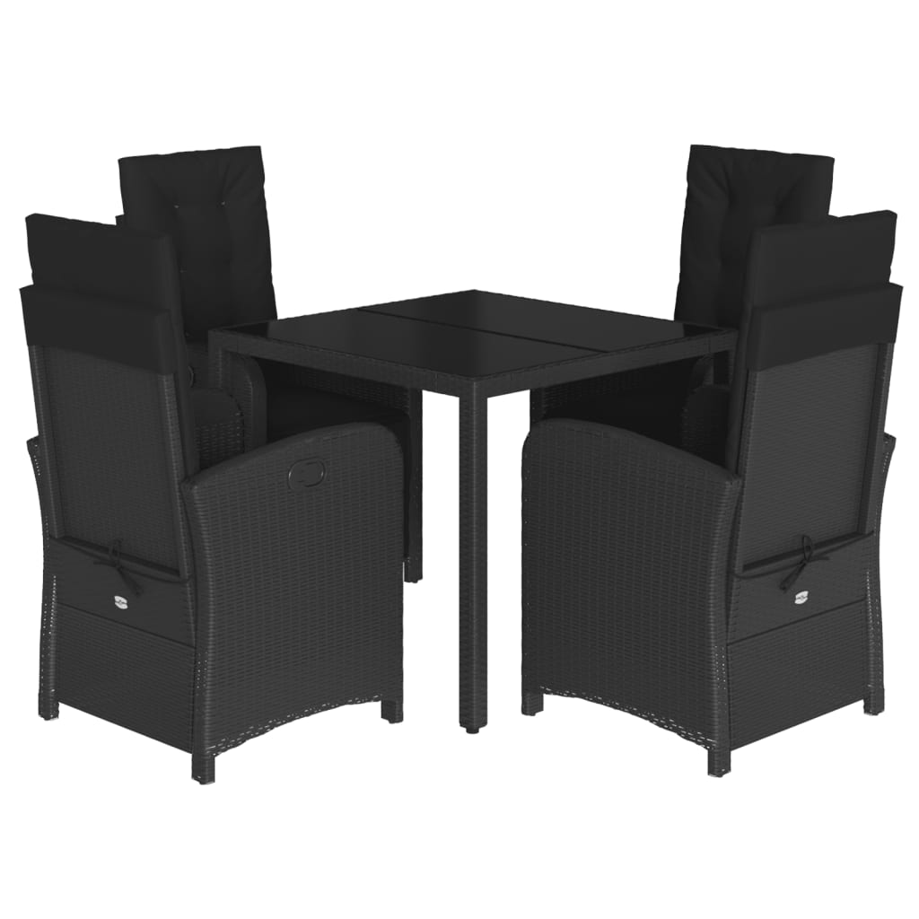 Set mobilier de gradina cu perne, 5 piese, negru, poliratan — imaginea 11