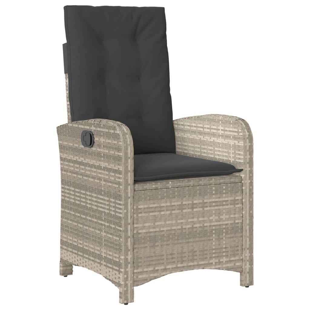 Set mobilier de gradina cu perne, 3 piese,gri deschis,poliratan — imaginea 3