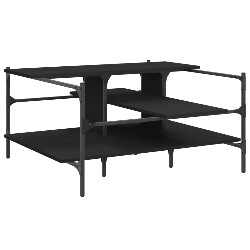 Masuta de cafea, negru, 100x100x48,5 cm, lemn prelucrat