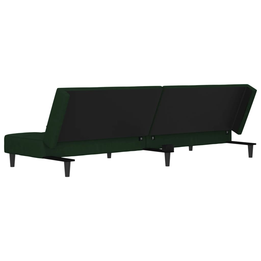 Canapea extensibila cu 2 locuri, 2 perne, verde inchis catifea — imaginea 8