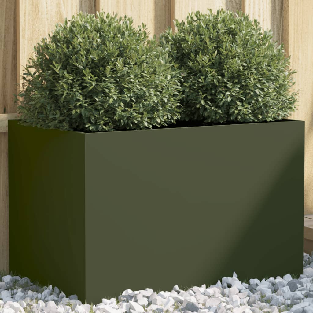 Jardiniera, verde masliniu, 62x40x39 cm, otel laminat la rece — imaginea 2