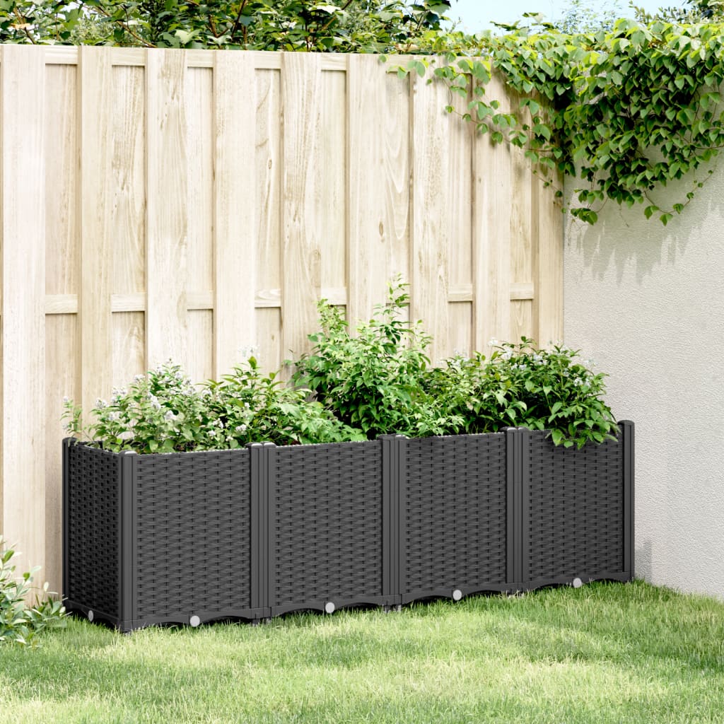Jardiniera de gradina, negru, 160x40x53 cm, PP — imaginea 2