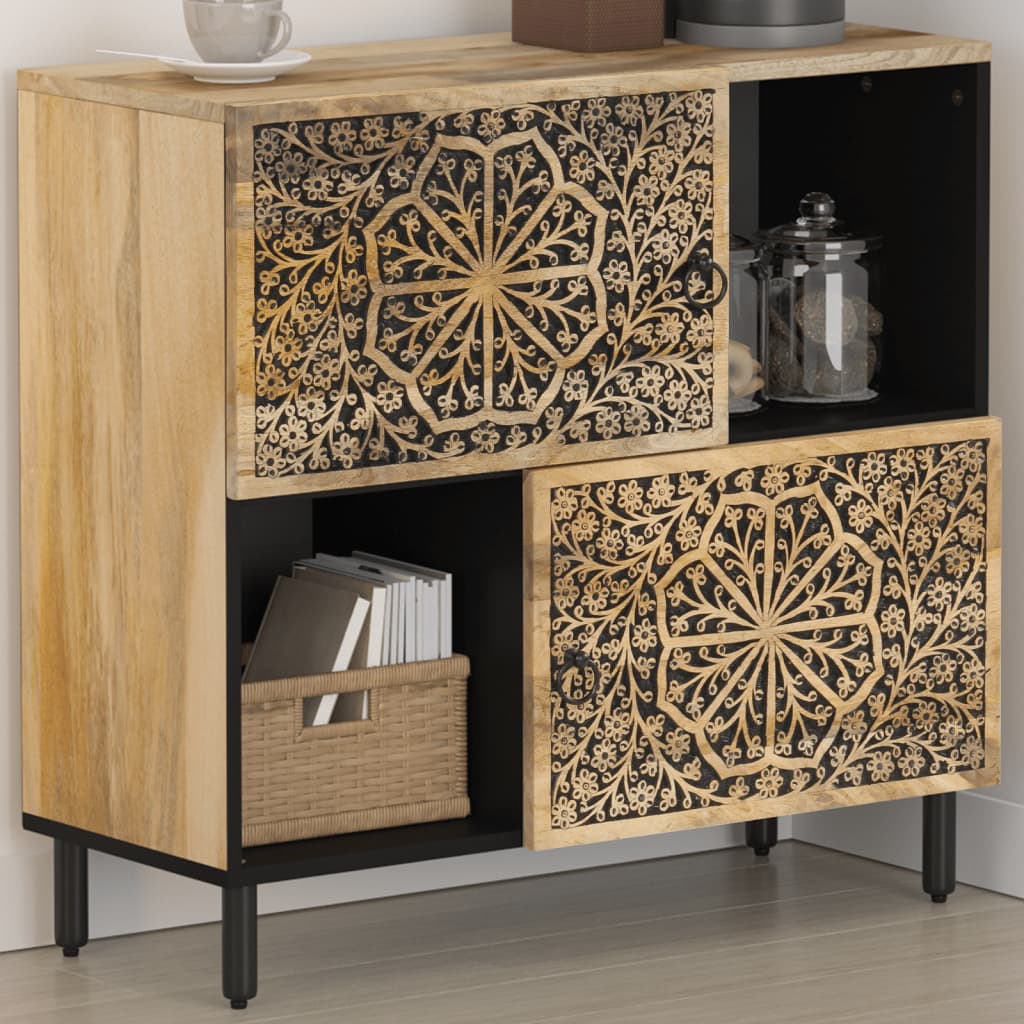Dulap lateral, 80x33x75 cm, lemn masiv de mango — imaginea 2