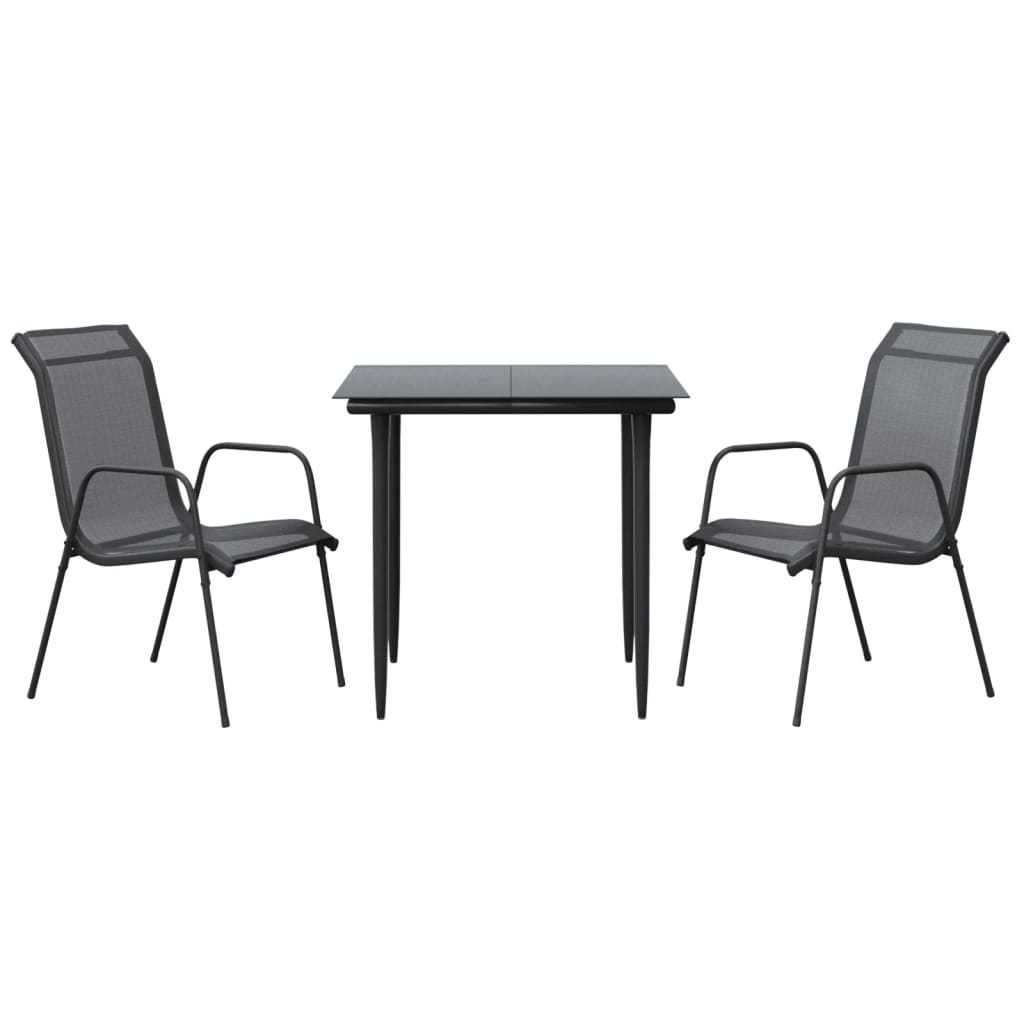 Set mobilier de gradina, 3 piese, negru, textilena si otel — imaginea 8