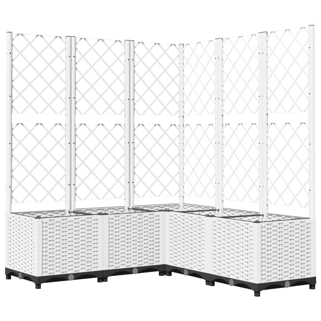 Jardiniera de gradina cu spalier, alb, 120x120x136 cm PP — imaginea 9