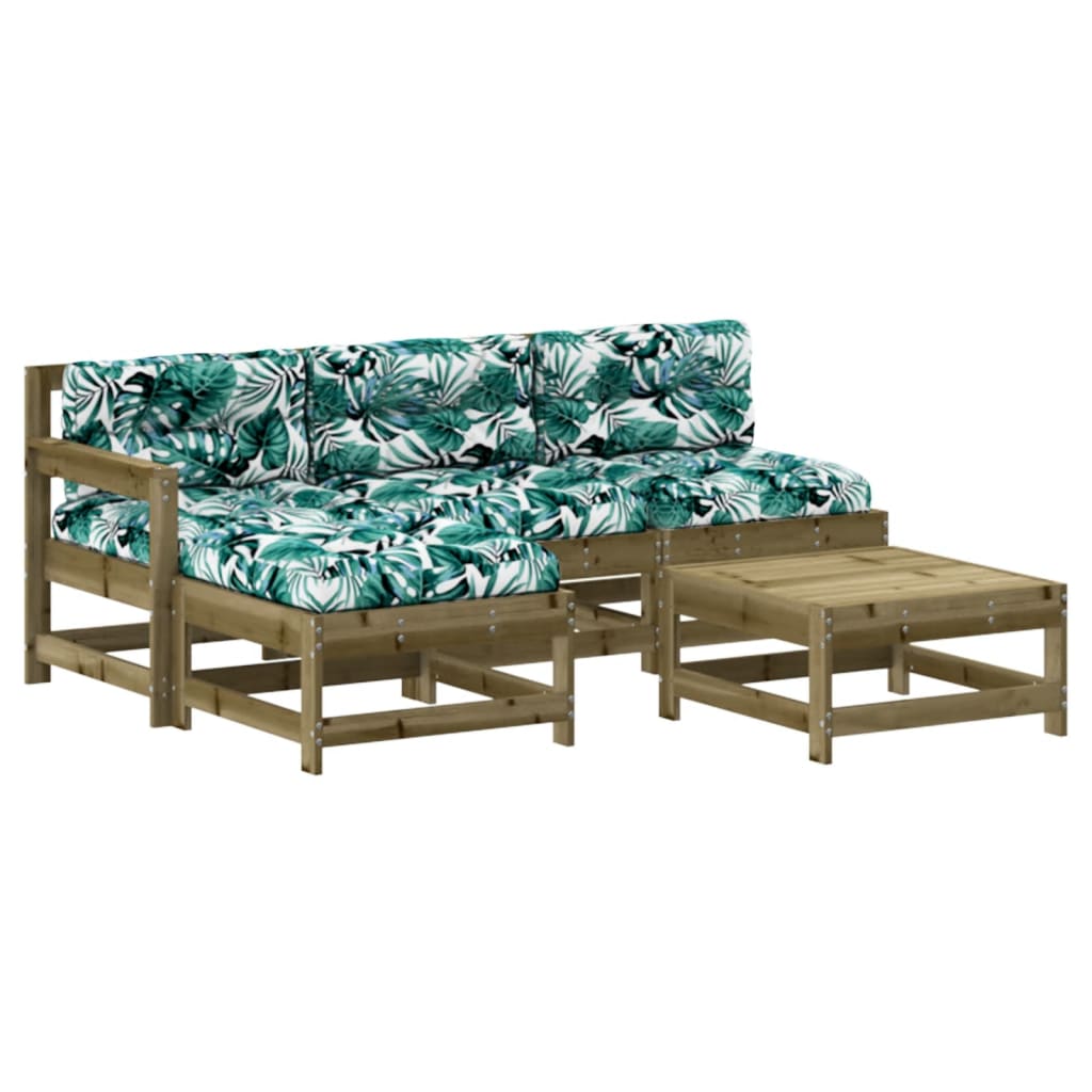Set mobilier de gradina cu perne, 5 piese, lemn de pin tratat — imaginea 10