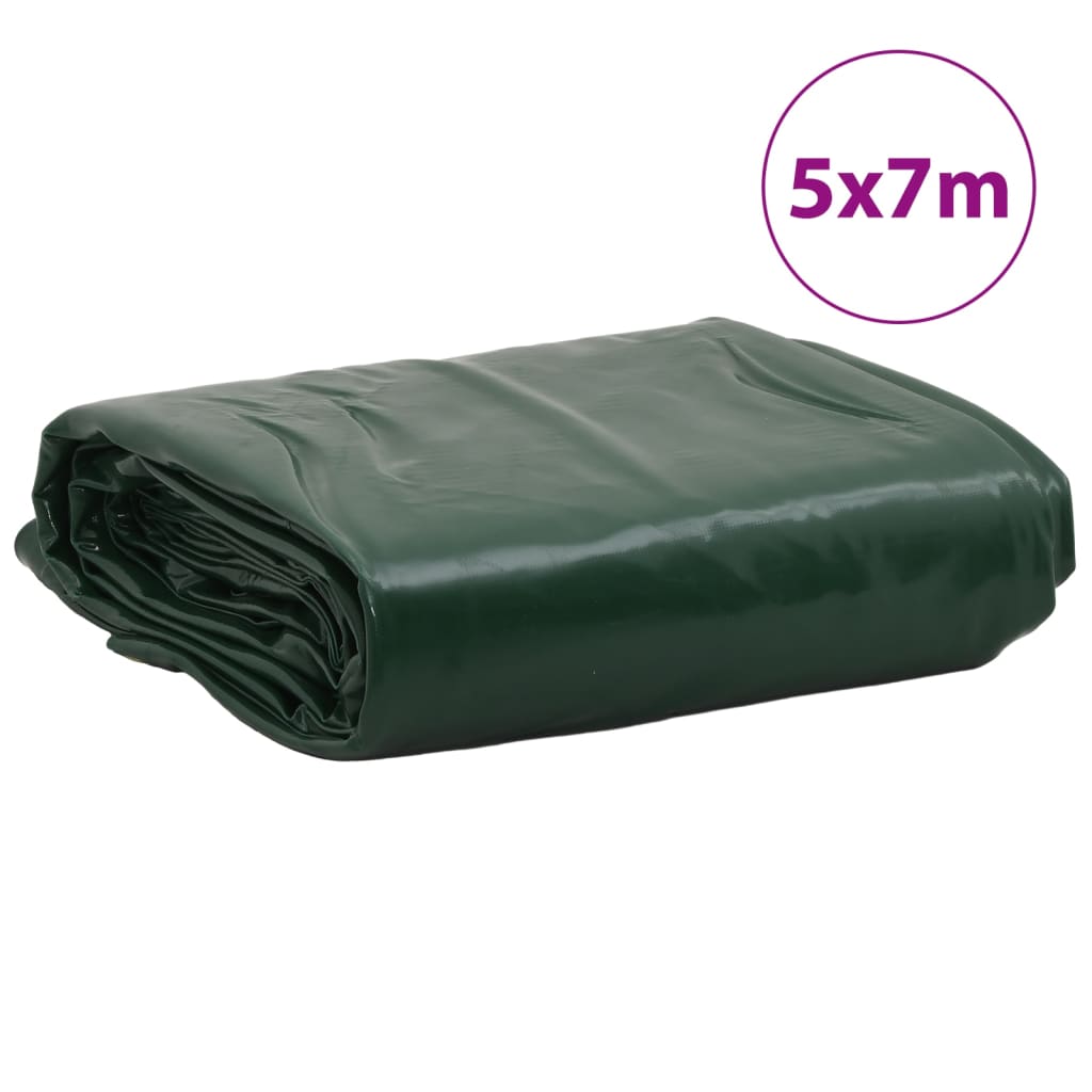Prelata, verde, 5x7 m, 650 g/m², model cu ochiuri — imaginea 8