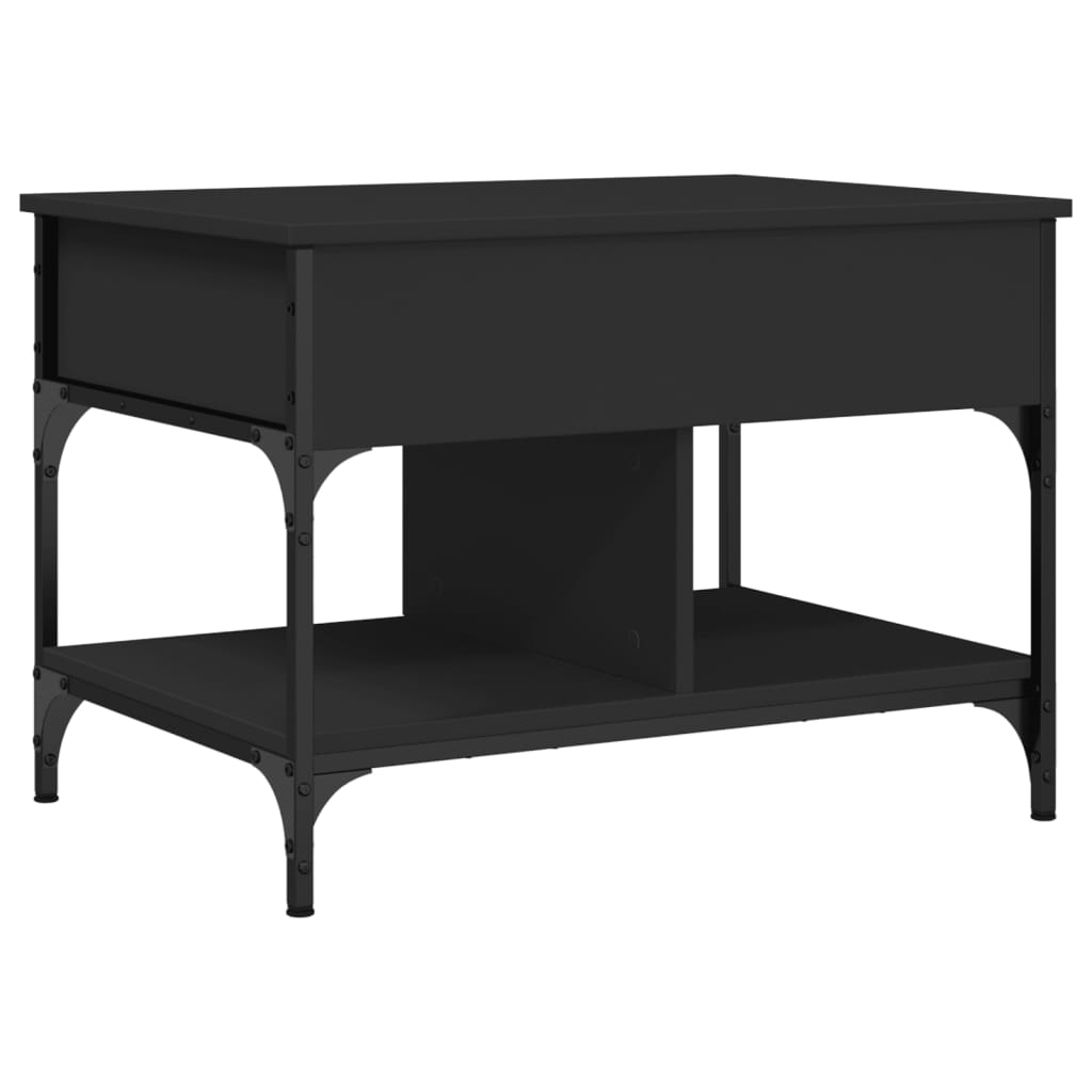 Masuta de cafea, negru, 70x50x50 cm, lemn prelucrat si metal