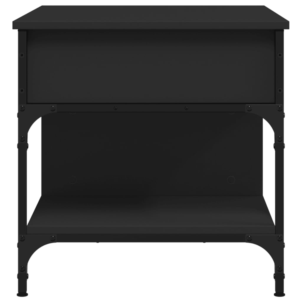 Masuta de cafea, negru, 70x50x50 cm, lemn prelucrat si metal — imaginea 6