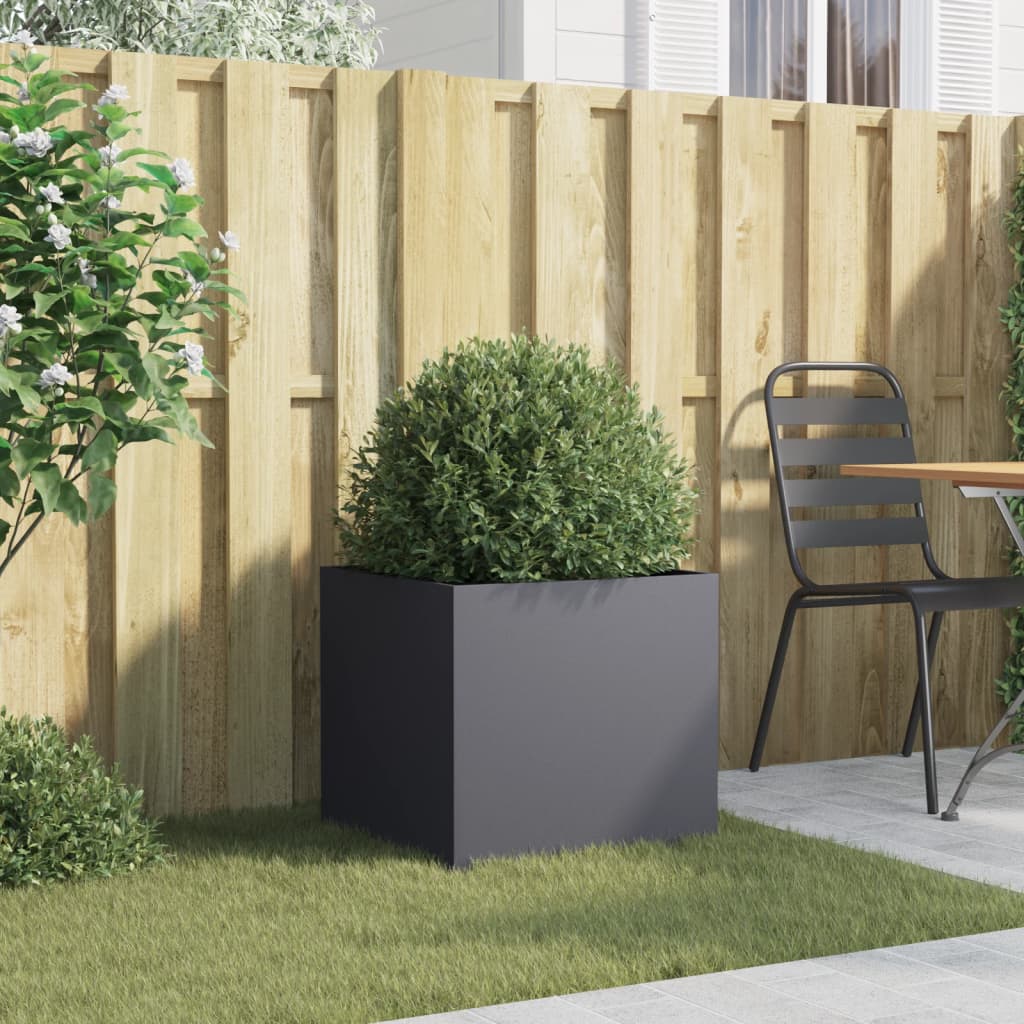 Jardiniera, antracit, 49x47x46 cm, otel laminat la rece - 2 | YEO