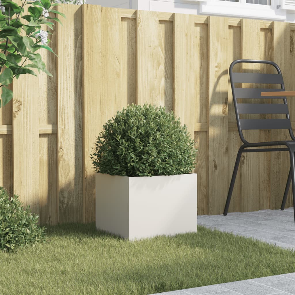 Jardiniera, alb, 32x30x29 cm, otel laminat la rece — imaginea 3
