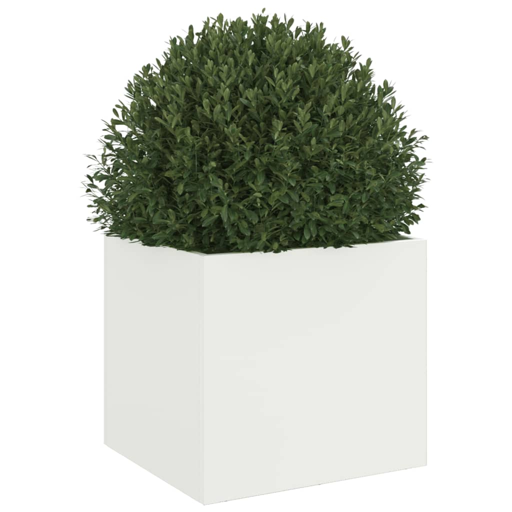 Jardiniera, alb, 32x30x29 cm, otel laminat la rece — imaginea 4