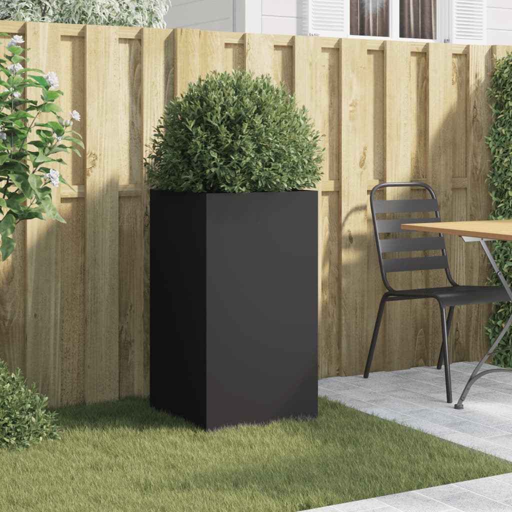 Jardiniera, negru, 42x38x75 cm, otel laminat la rece — imaginea 3