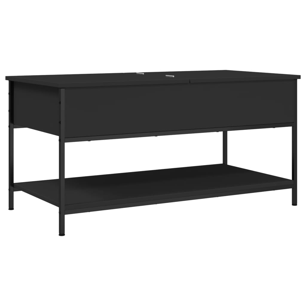 Masuta de cafea, negru, 100x50x50 cm, lemn prelucrat si metal