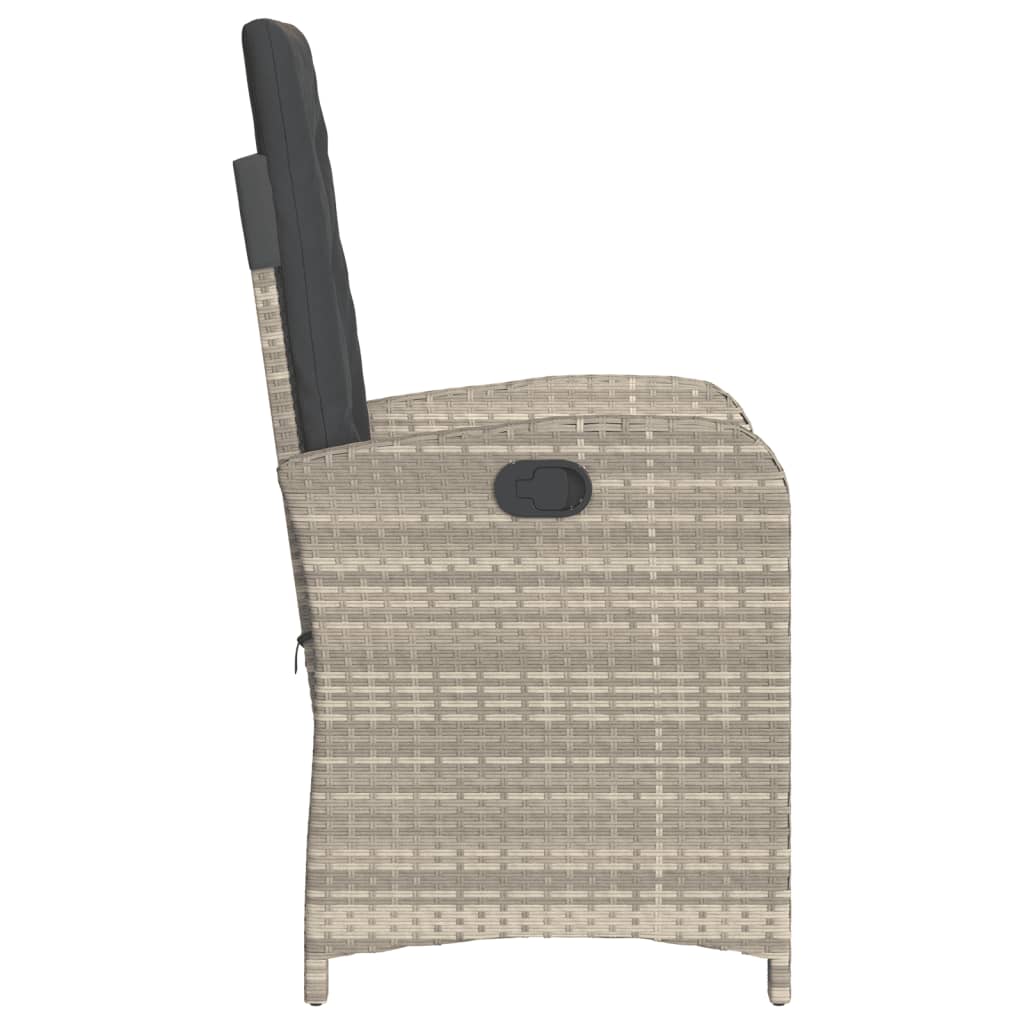 Set bistro cu perne, 3 piese, gri deschis, poliratan — imaginea 6