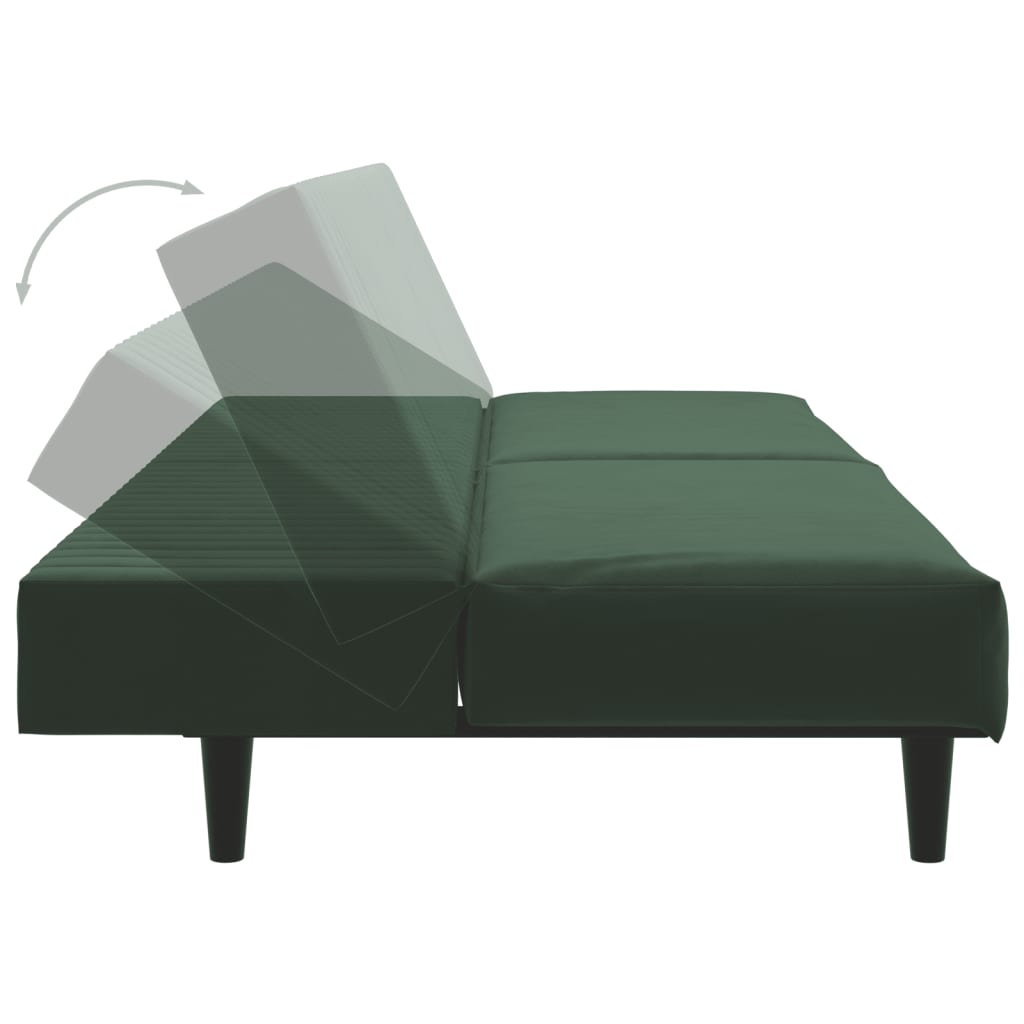 Canapea extensibila cu 2 locuri, verde inchis, catifea — imaginea 7