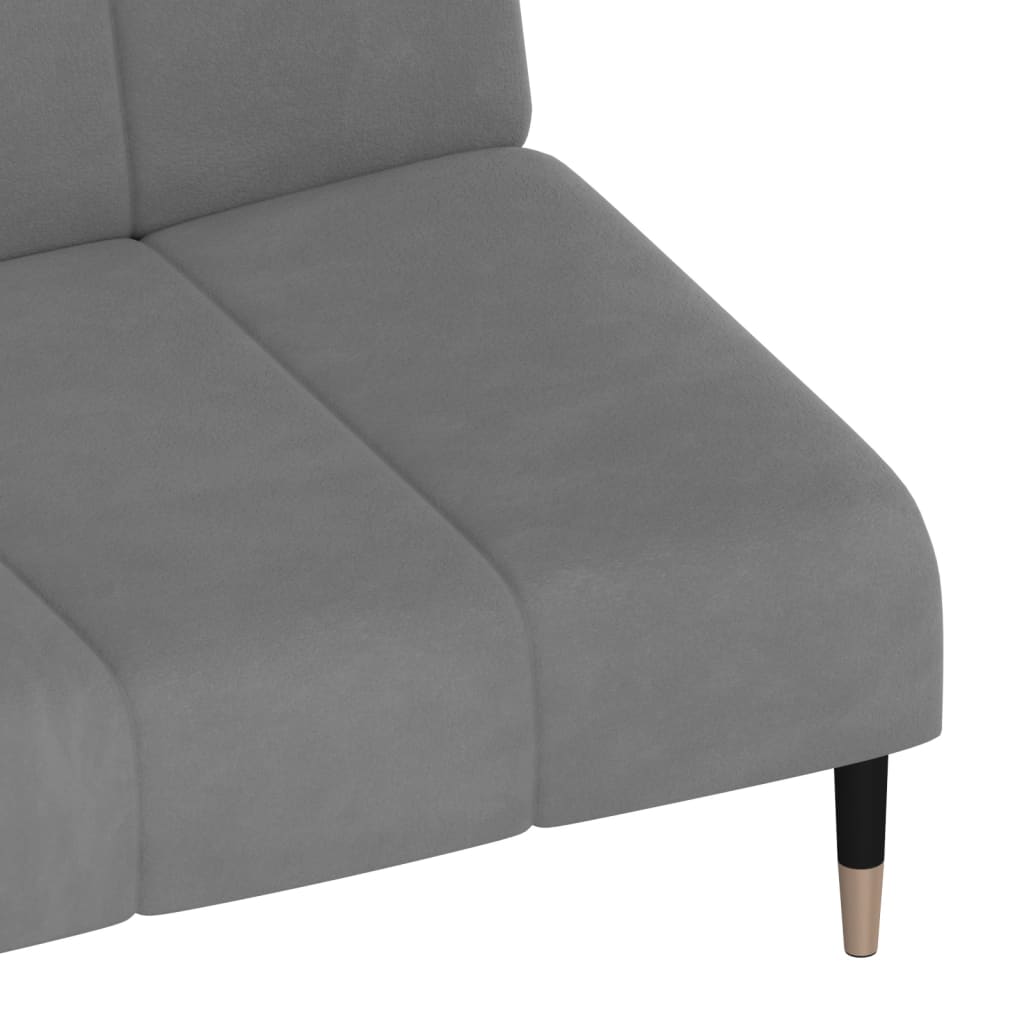 Canapea extensibila cu 2 locuri, gri deschis, catifea — imaginea 9