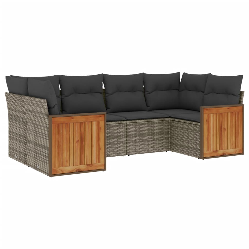 Set mobilier gradina cu perne, 6 piese, gri, poliratan