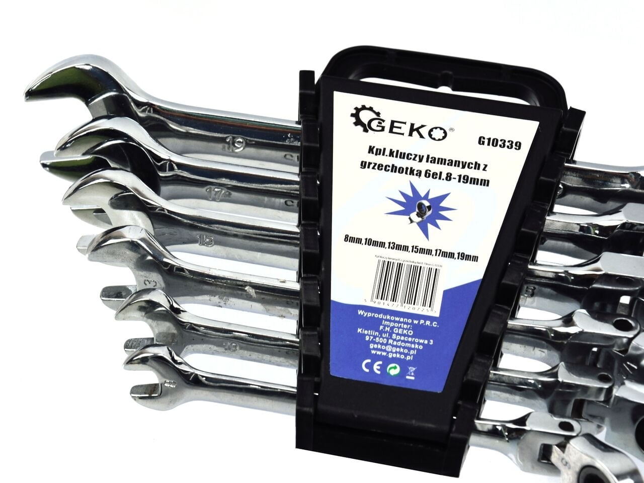 Set 6 chei combinate cu clichet 8-19mm, GEKO G10339 — imaginea 5