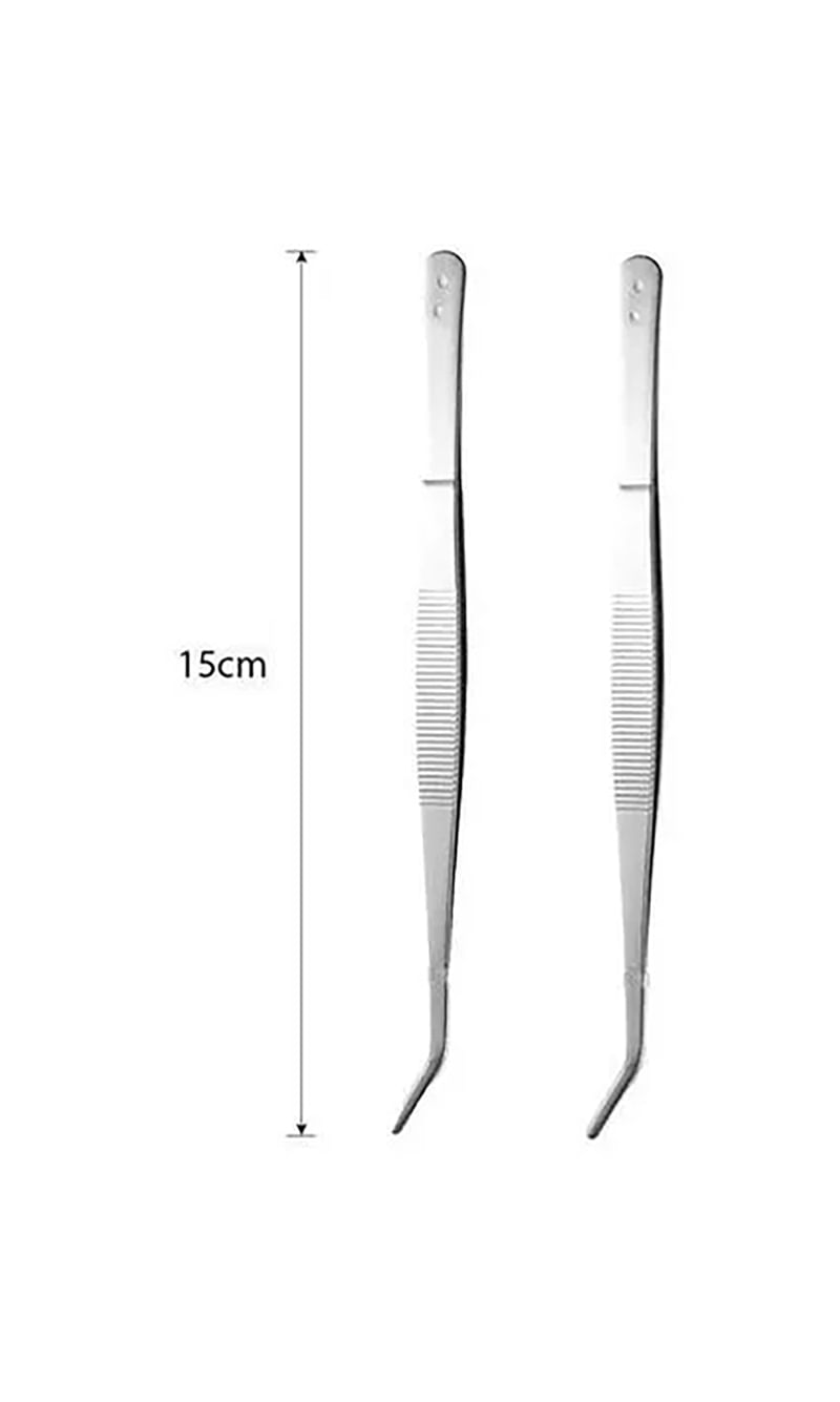 Penseta cu varf curb din otel inoxidabil, antimagnetica, pentru inserat ata, JINZEN, 15cm
