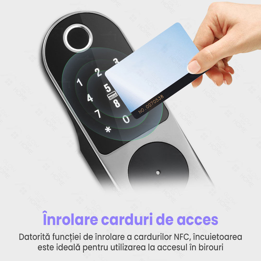 Incuietoare inteligenta pentru usa de interior/exterior, GlowforHome, Aplicatie SMART, amprenta, PIN, wireless - 4 | YEO