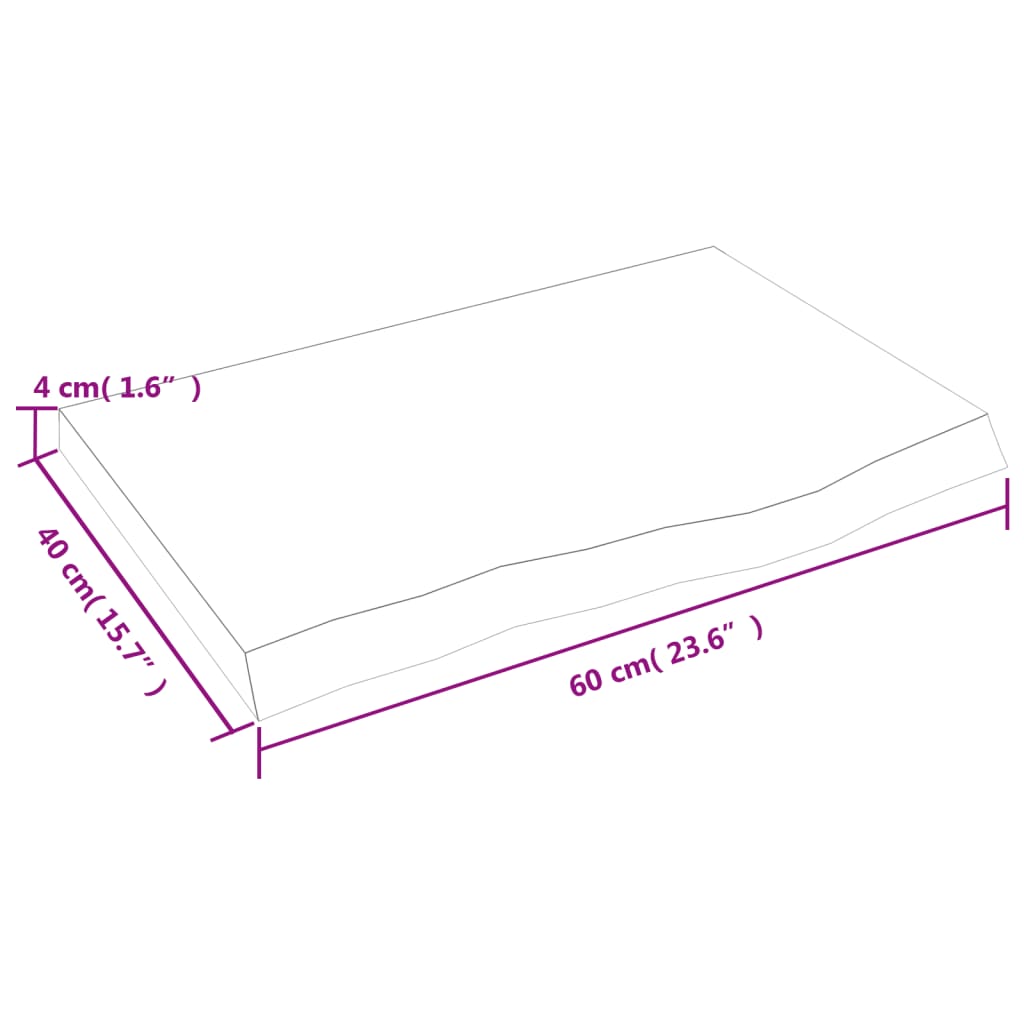Raft de perete maro inchis lemn masiv stejar tratat, mărime 60x40x4 cm — imaginea 9