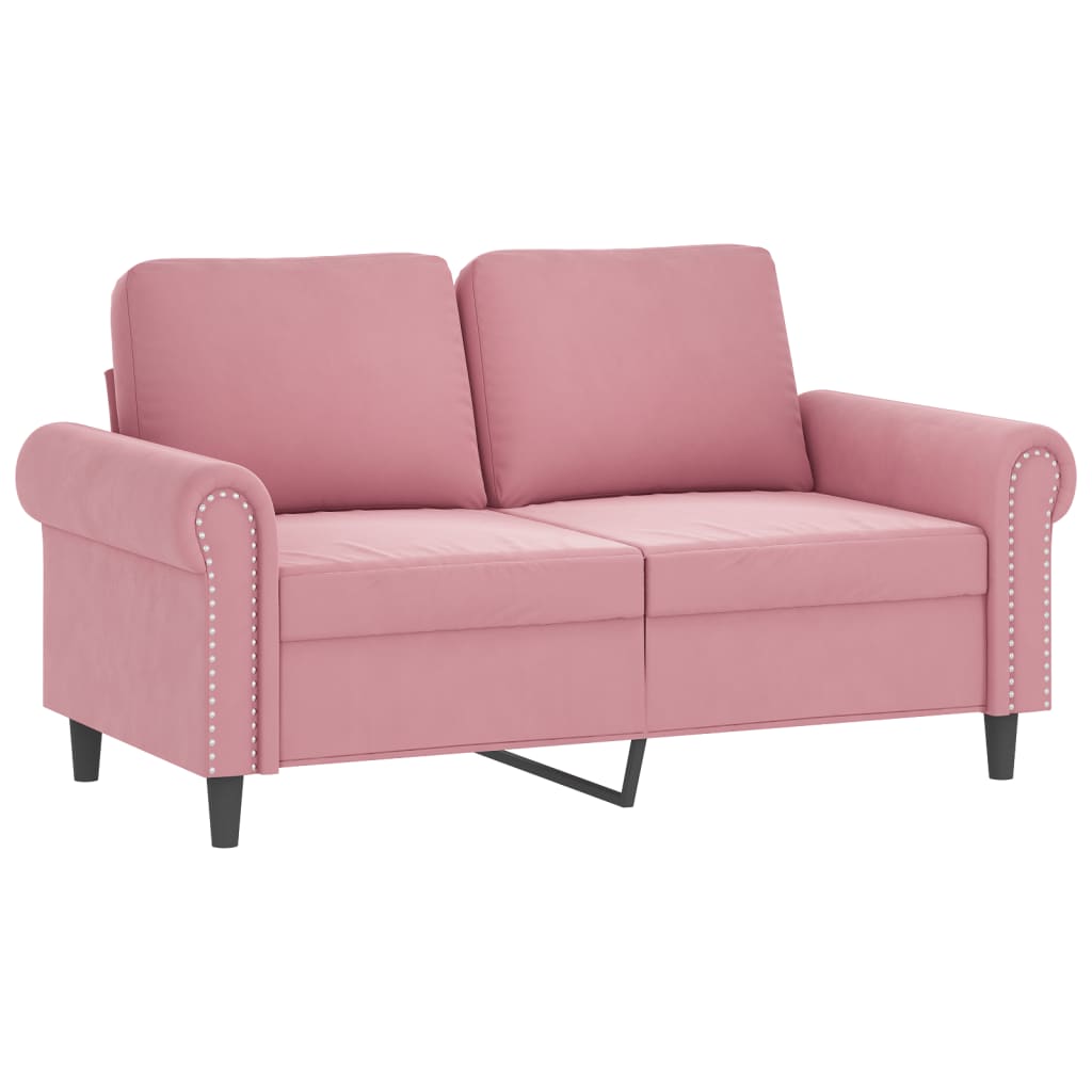 Set canapea cu perne, 2 piese, roz, catifea — imaginea 3