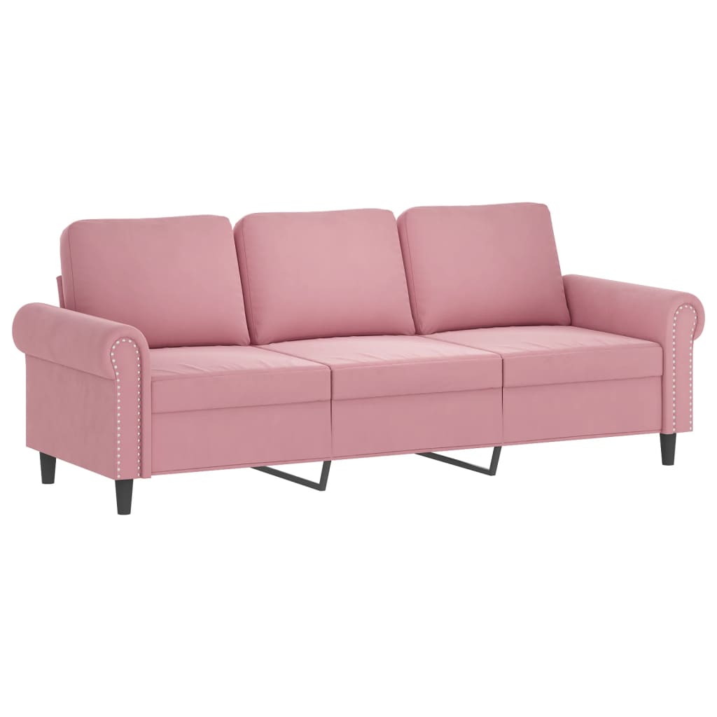Set canapea cu perne, 2 piese, roz, catifea — imaginea 4
