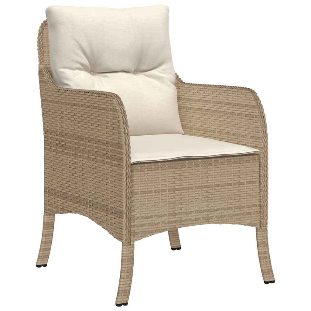 Set mobilier de gradina cu perne, 3 piese, bej, poliratan — imaginea 4