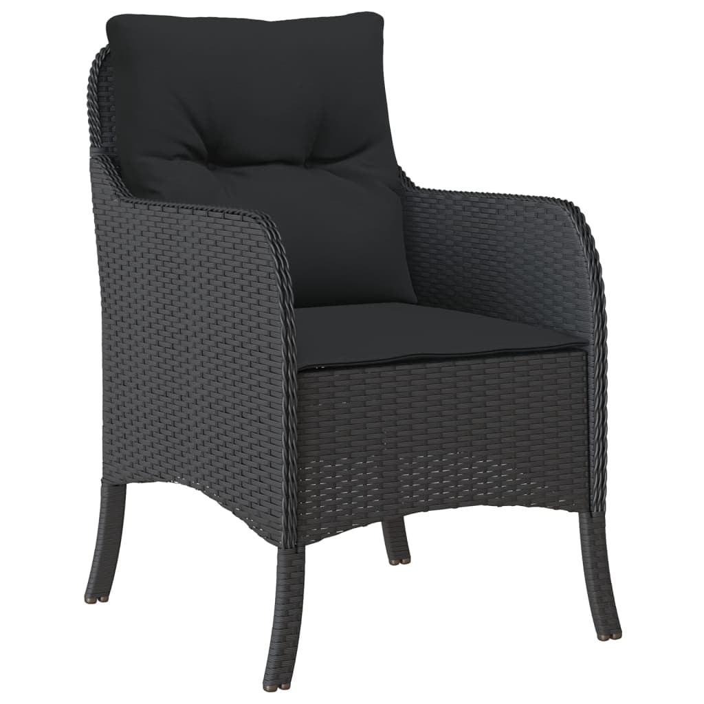 Set mobilier de gradina cu perne, 7 piese, negru, poliratan — imaginea 3