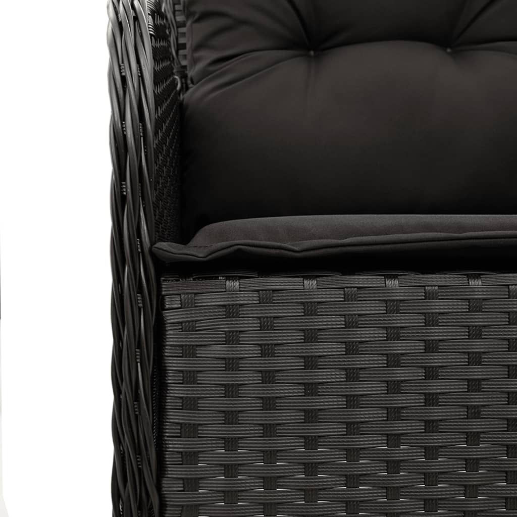 Set mobilier de gradina cu perne, 7 piese, negru, poliratan — imaginea 5