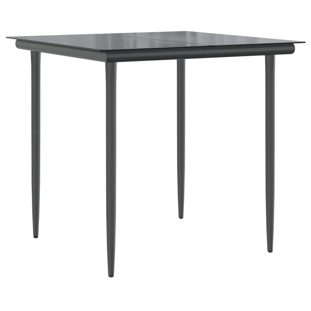Set mobilier de gradina cu perne, 3 piese, negru, poliratan — imaginea 4