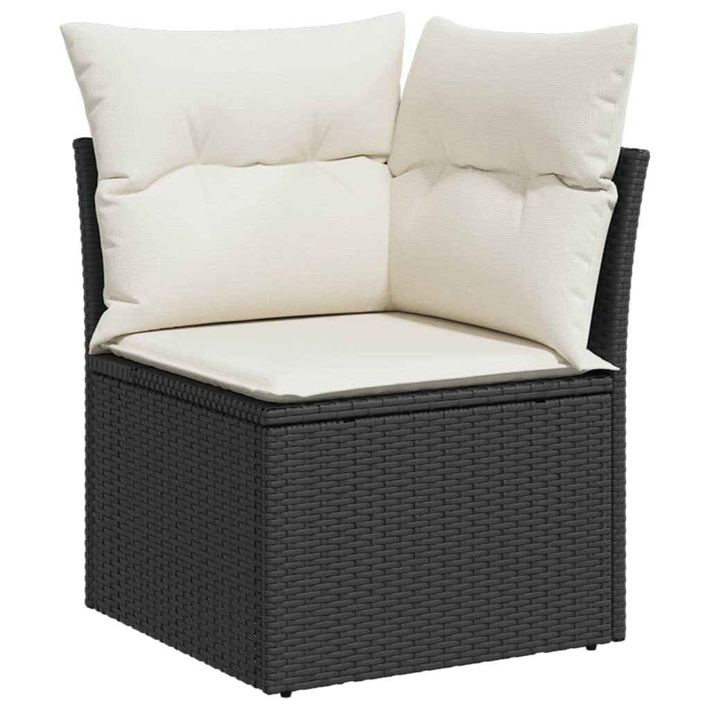 Set mobilier de gradina cu perne, 9 piese, negru, poliratan — imaginea 4