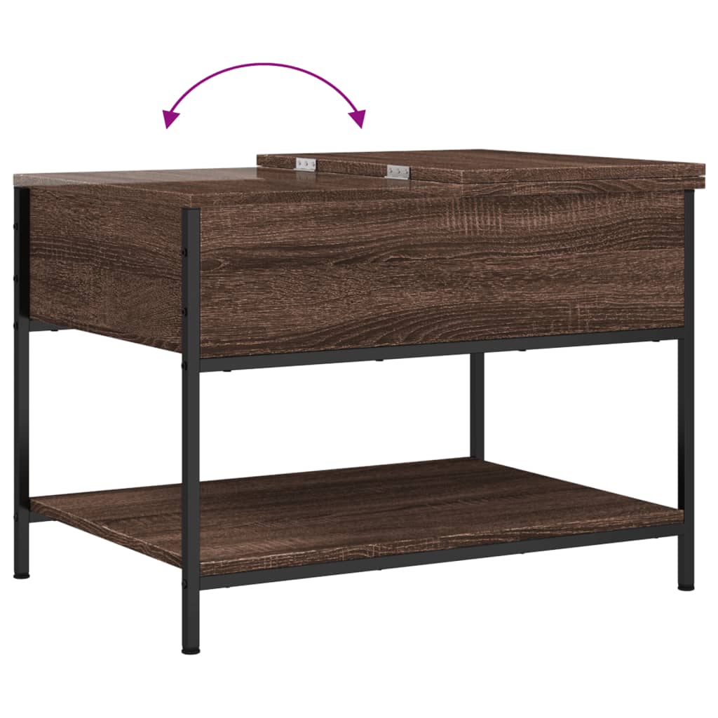 Masuta de cafea stejar maro 70x50x50 cm lemn prelucrat si metal — imaginea 8