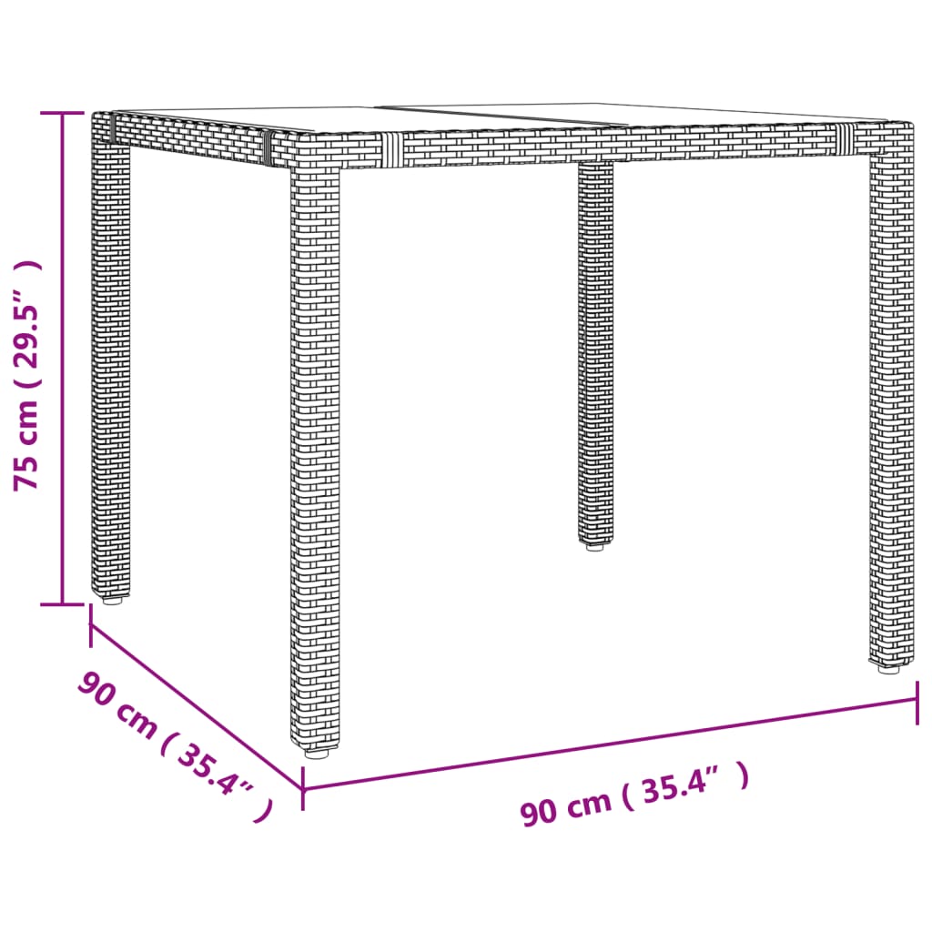 Set mobilier de gradina cu perne, 3 piese, negru, poliratan — imaginea 6