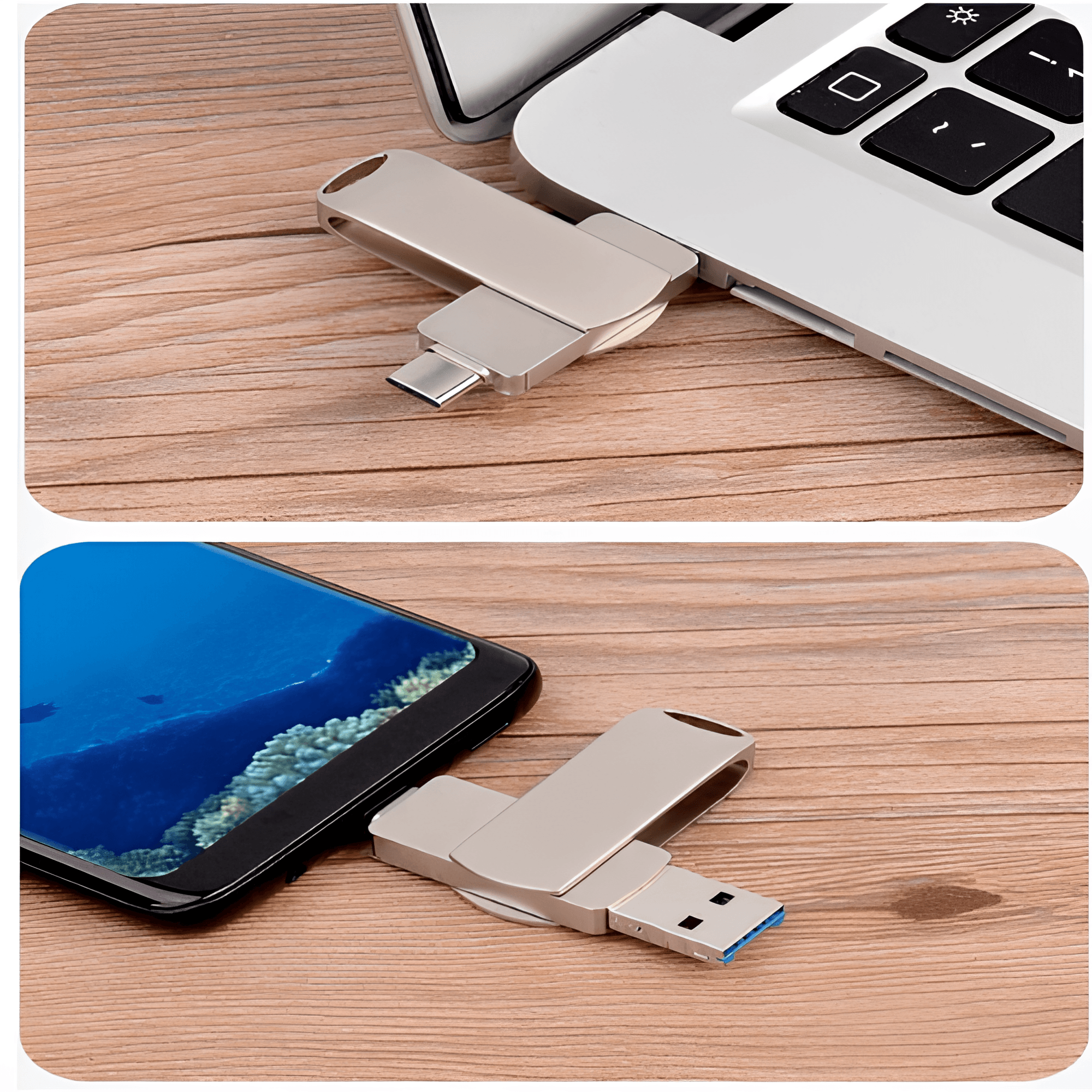 Memorie USB Dual Drive pentru Smartphone-uri, Tablete si Calculatoare, 8 Gbps, USB 3.1, USB Type-C, Metal, Argintiu - imagine 8