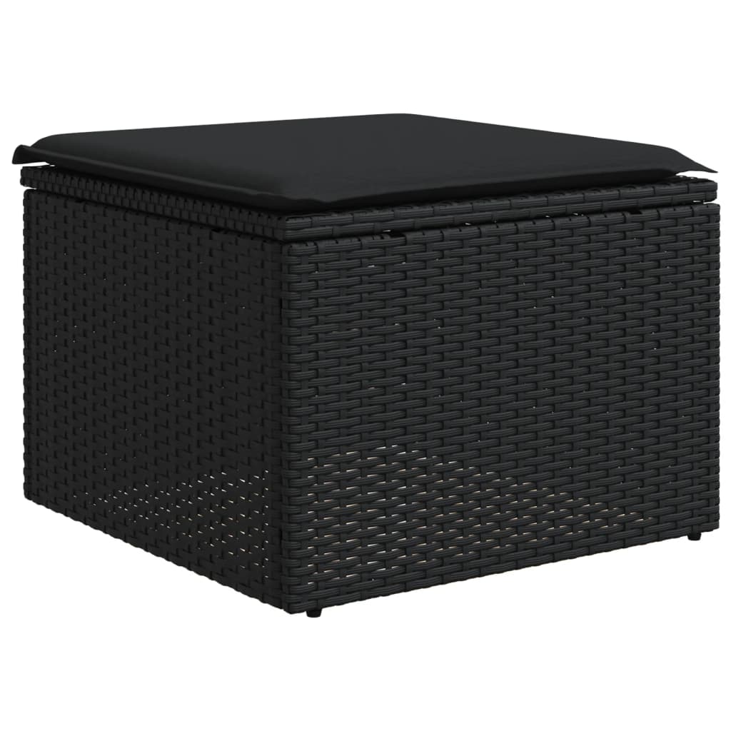 Set mobilier de gradina cu perne, 6 piese, negru, poliratan — imaginea 7