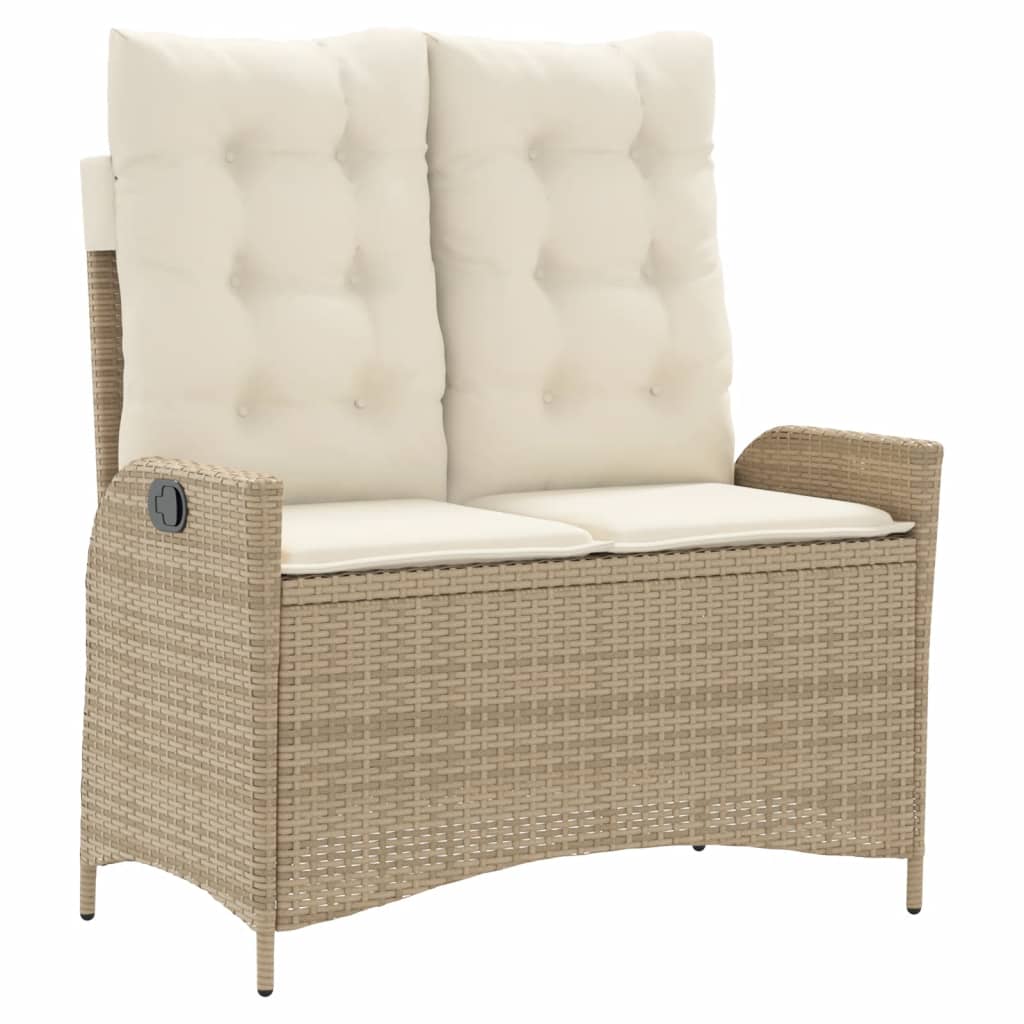 Set mobilier de gradina, 2 piese, cu perne, bej, poliratan — imaginea 4
