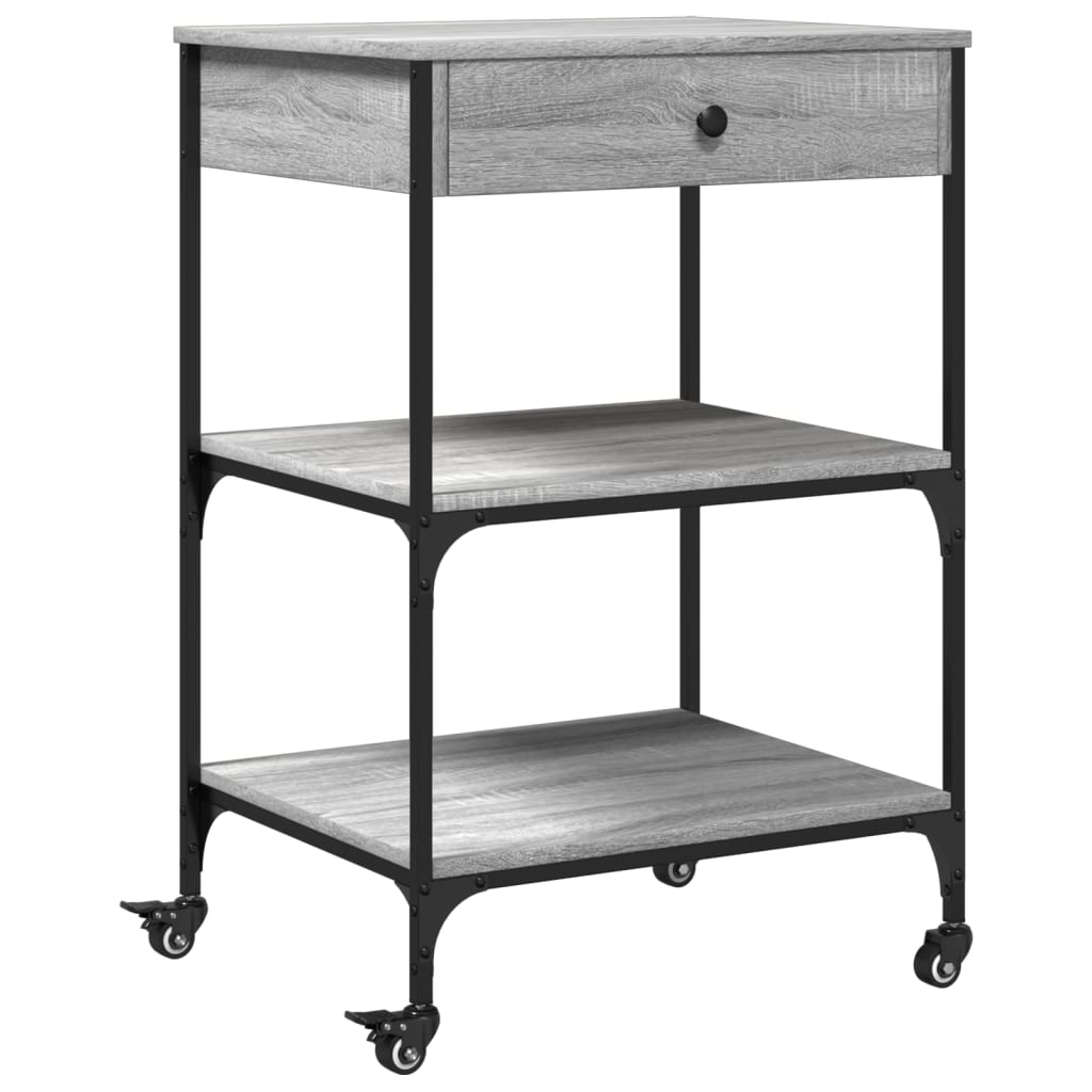 Carucior de bucatarie, gri sonoma, 60x48x89,5cm, lemn prelucrat