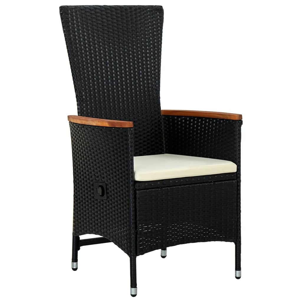 Set mobilier de gradina cu perne, 3 piese, negru, poliratan — imaginea 4
