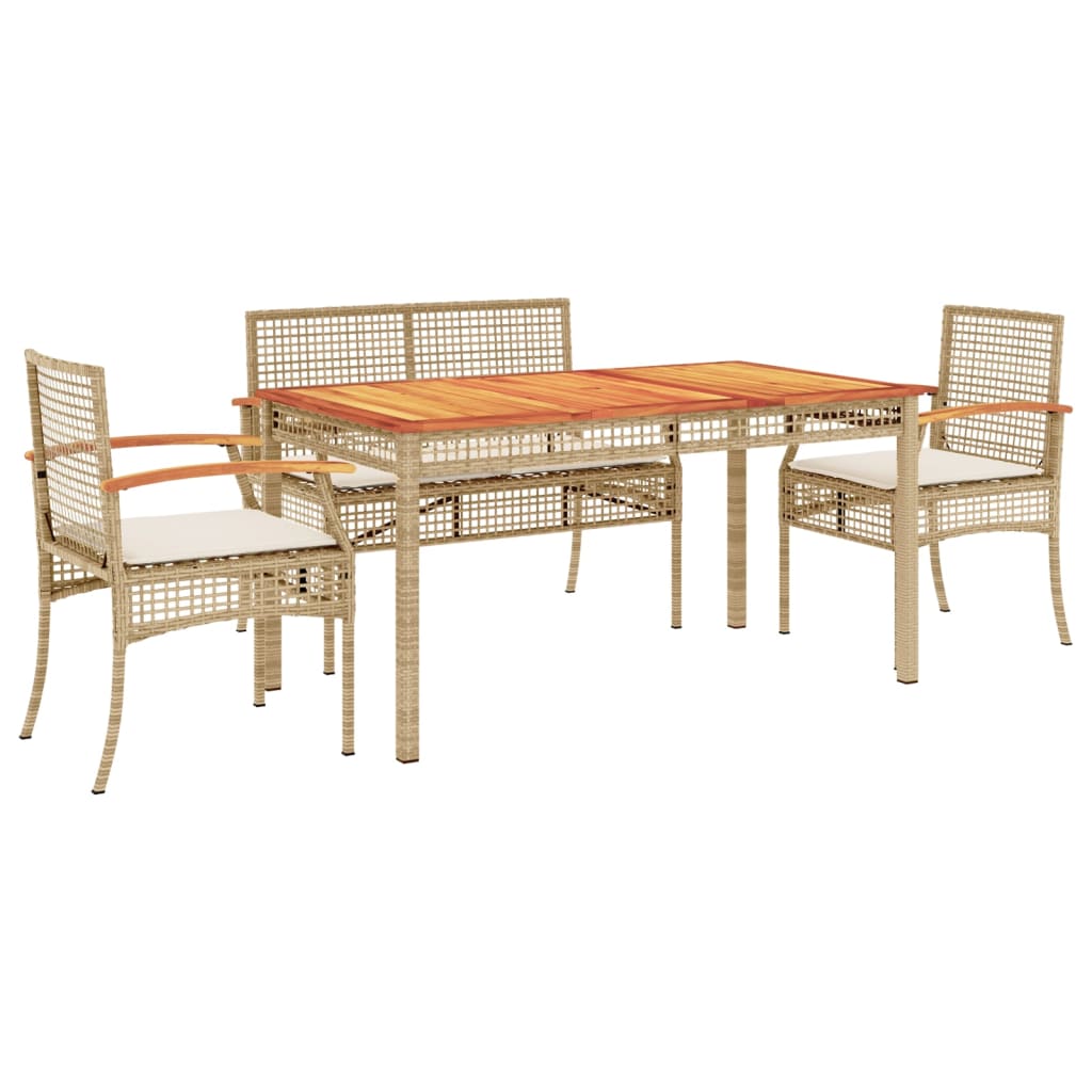 Set mobilier de gradina cu perne, 5 piese, bej, poliratan