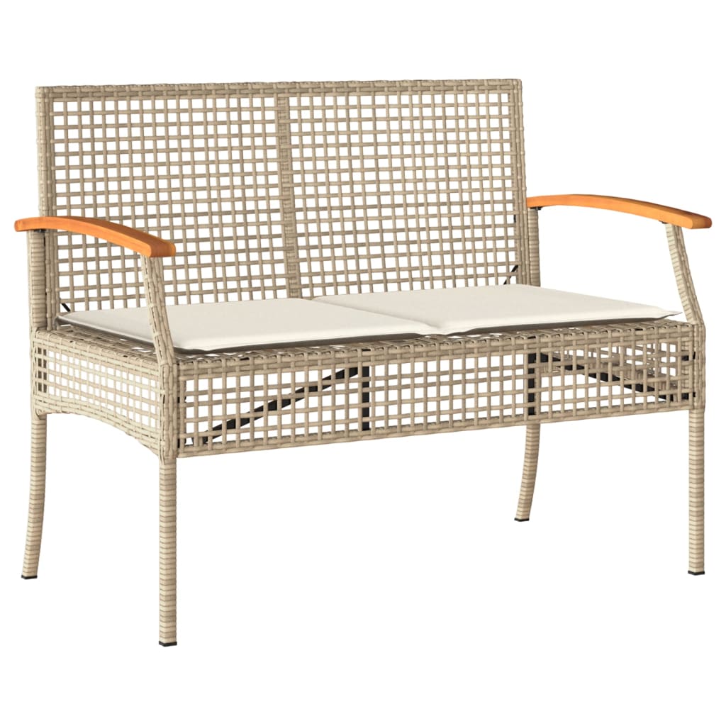 Set mobilier de gradina cu perne, 5 piese, bej, poliratan — imaginea 5