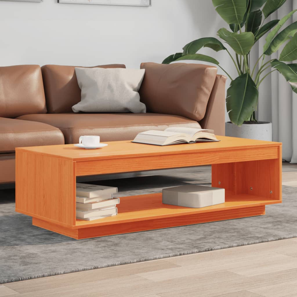 Masuta de cafea, maro ceruit, 110x50x33,5 cm, lemn masiv pin — imaginea 2